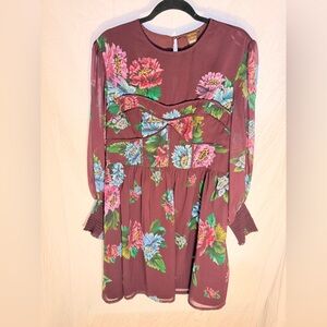 Vineet Bahl XL Floral Long Sleeve Dress-READ